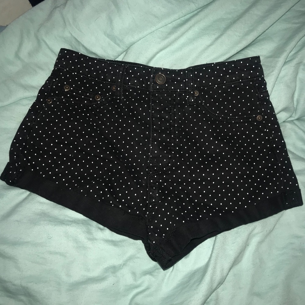 Polka dot jean shorts